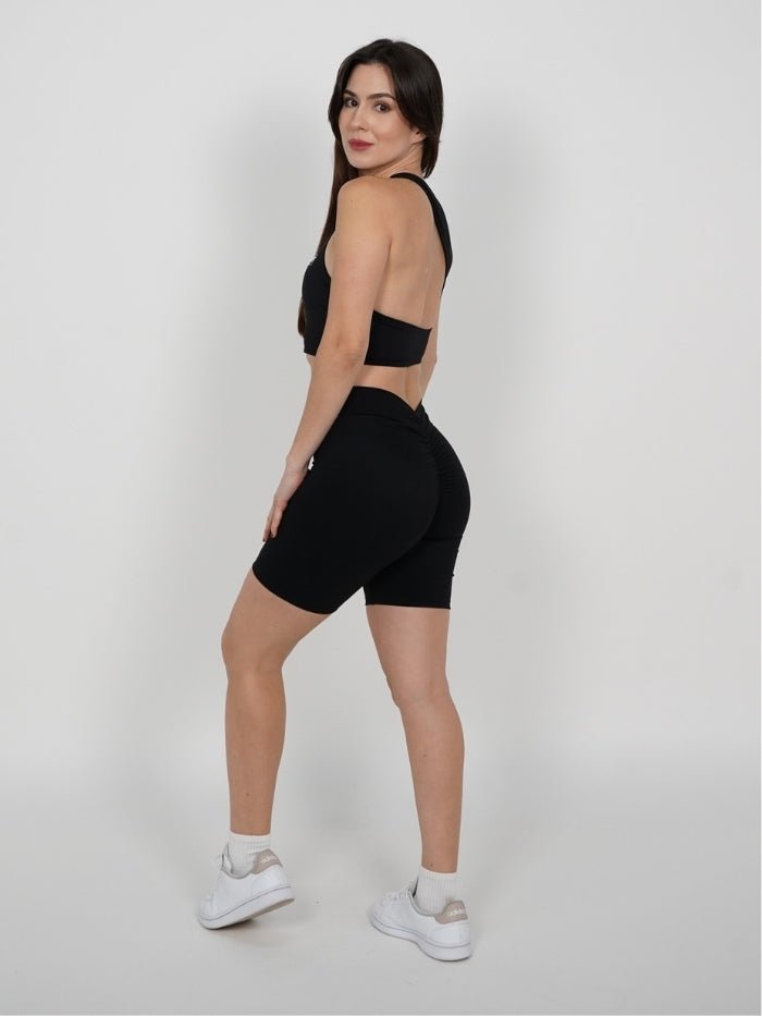 Mallas Cortas Push Up en V Negro Lucy - VIBRAFIT