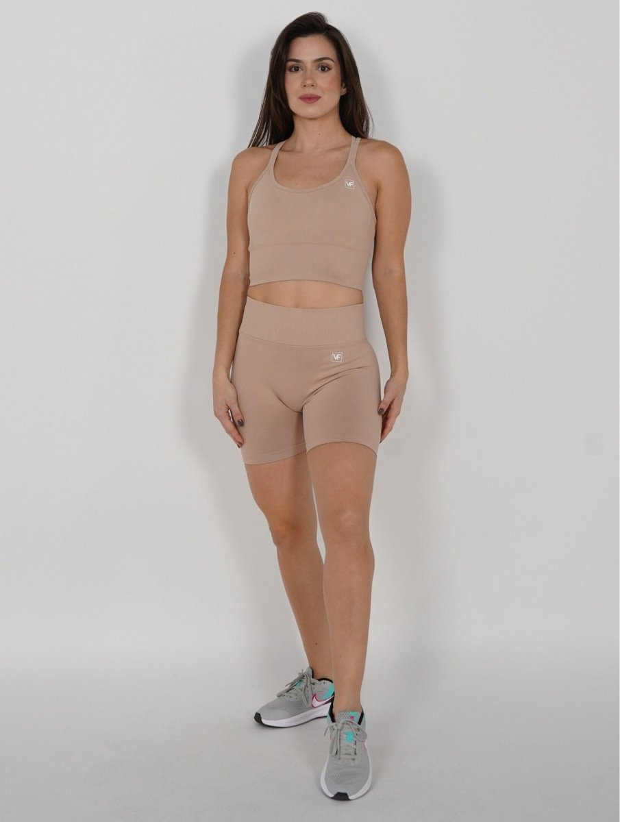 Mallas Cortas Push Up Seamless en Beige Xime - VIBRAFIT