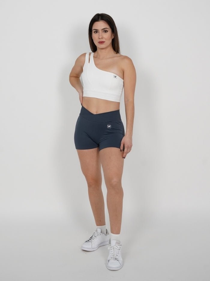 Mallas Cortas Push Up Seamless en V Frontal Gris Azul Klara - VIBRAFIT