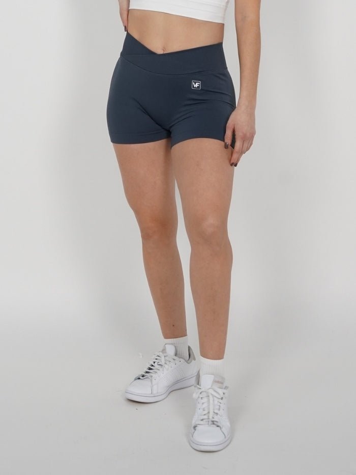 Mallas Cortas Push Up Seamless en V Frontal Gris Azul Klara - VIBRAFIT