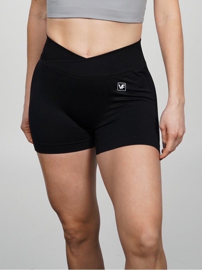 Mallas Cortas Push Up Seamless en V Frontal Negro Klara - VIBRAFIT