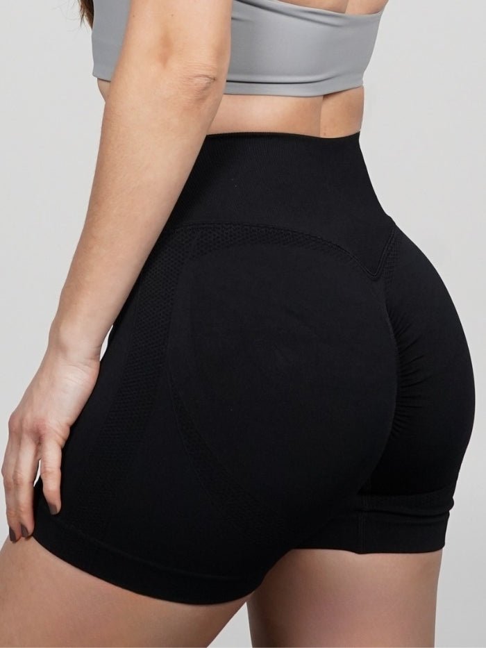 Mallas Cortas Push Up Seamless en V Frontal Negro Klara - VIBRAFIT