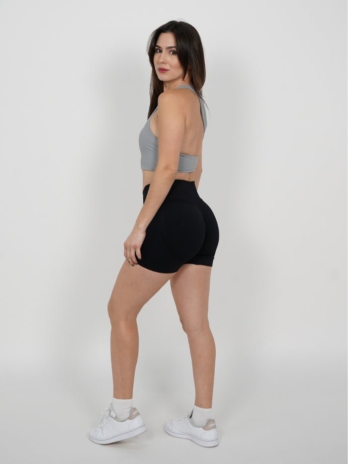 Mallas Cortas Push Up Seamless en V Frontal Negro Klara - VIBRAFIT