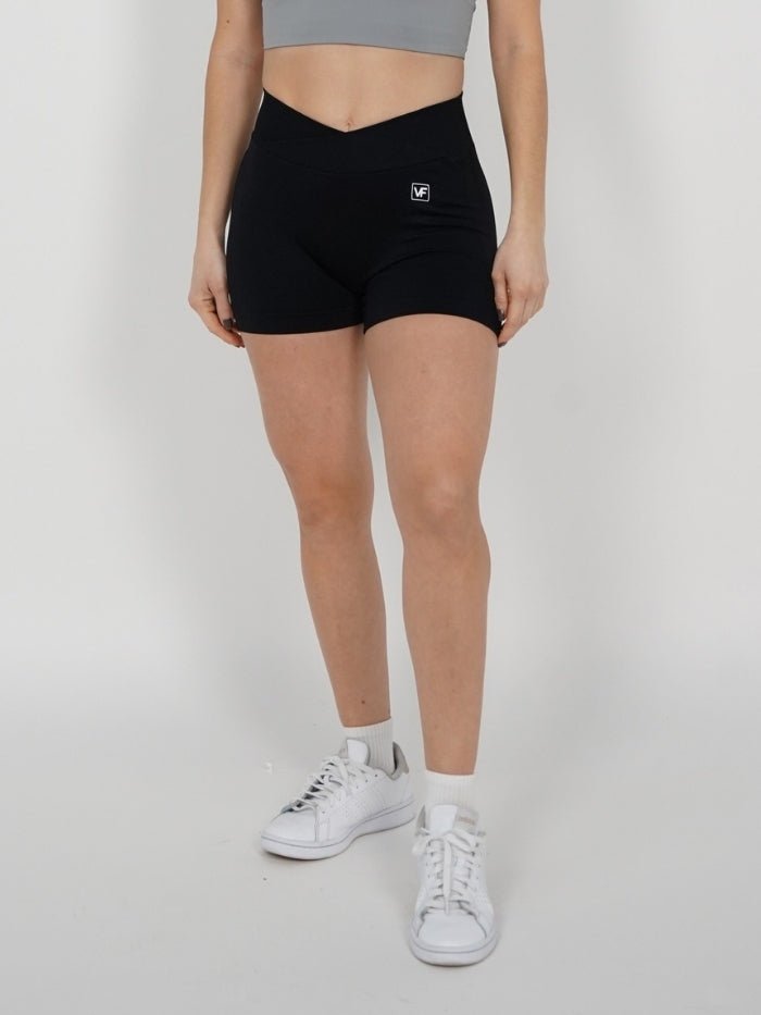 Mallas Cortas Push Up Seamless en V Frontal Negro Klara - VIBRAFIT