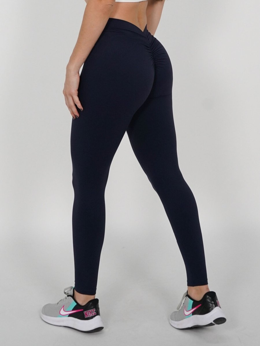Mallas deportivas Push Up en V Navy Fiore - VIBRAFIT