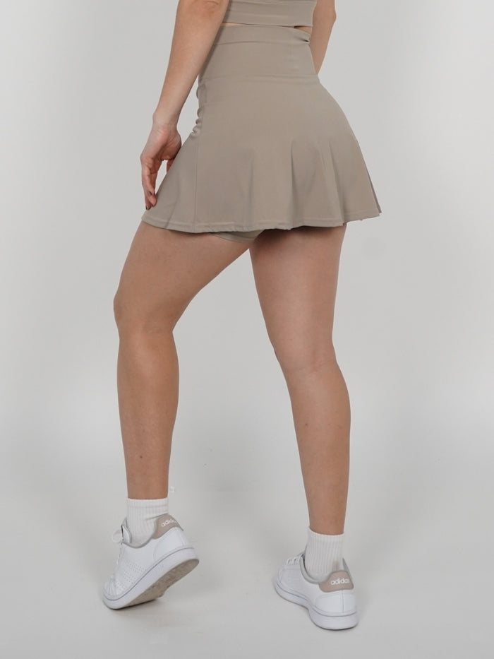 Falda Short Tennis Sculpt: Tiro Alto con Short Interno - Beige