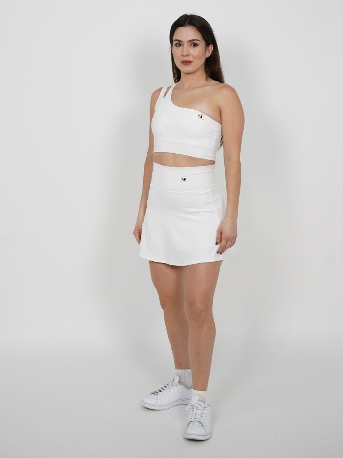Falda Short Tennis Sculpt: Tiro Alto con Short Interno - Blanco