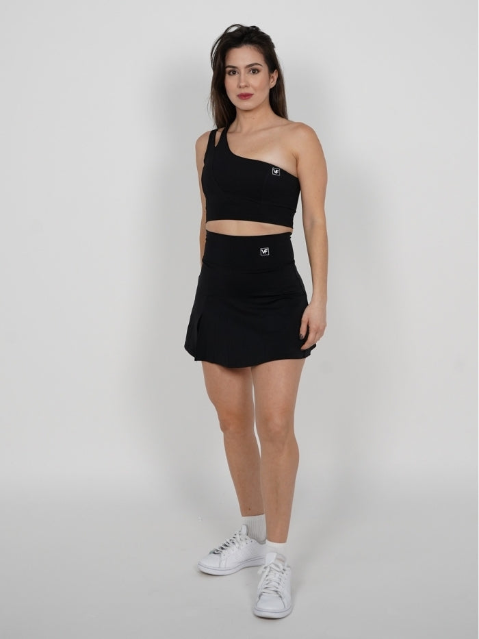 Falda Short Tennis Sculpt: Tiro Alto con Short Interno - Negra