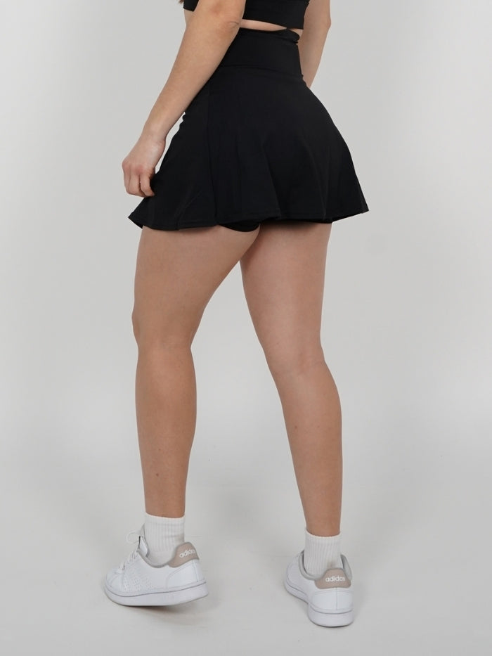 Falda Short Tennis Sculpt: Tiro Alto con Short Interno - Negra