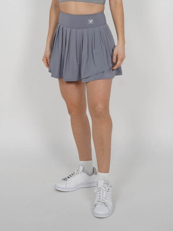 Falda Short Tennis Pro: Tiro Alto con Short Interno - Gris