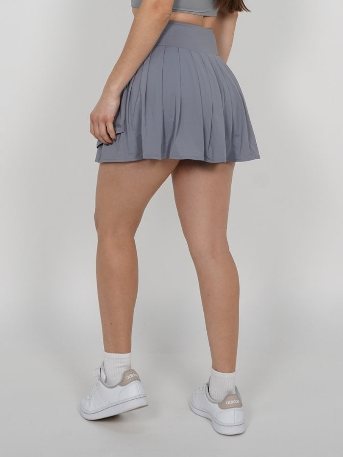 Falda Short Tennis Pro: Tiro Alto con Short Interno - Gris