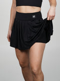 Falda Short Tennis Pro: Tiro Alto con Short Interno - Negro
