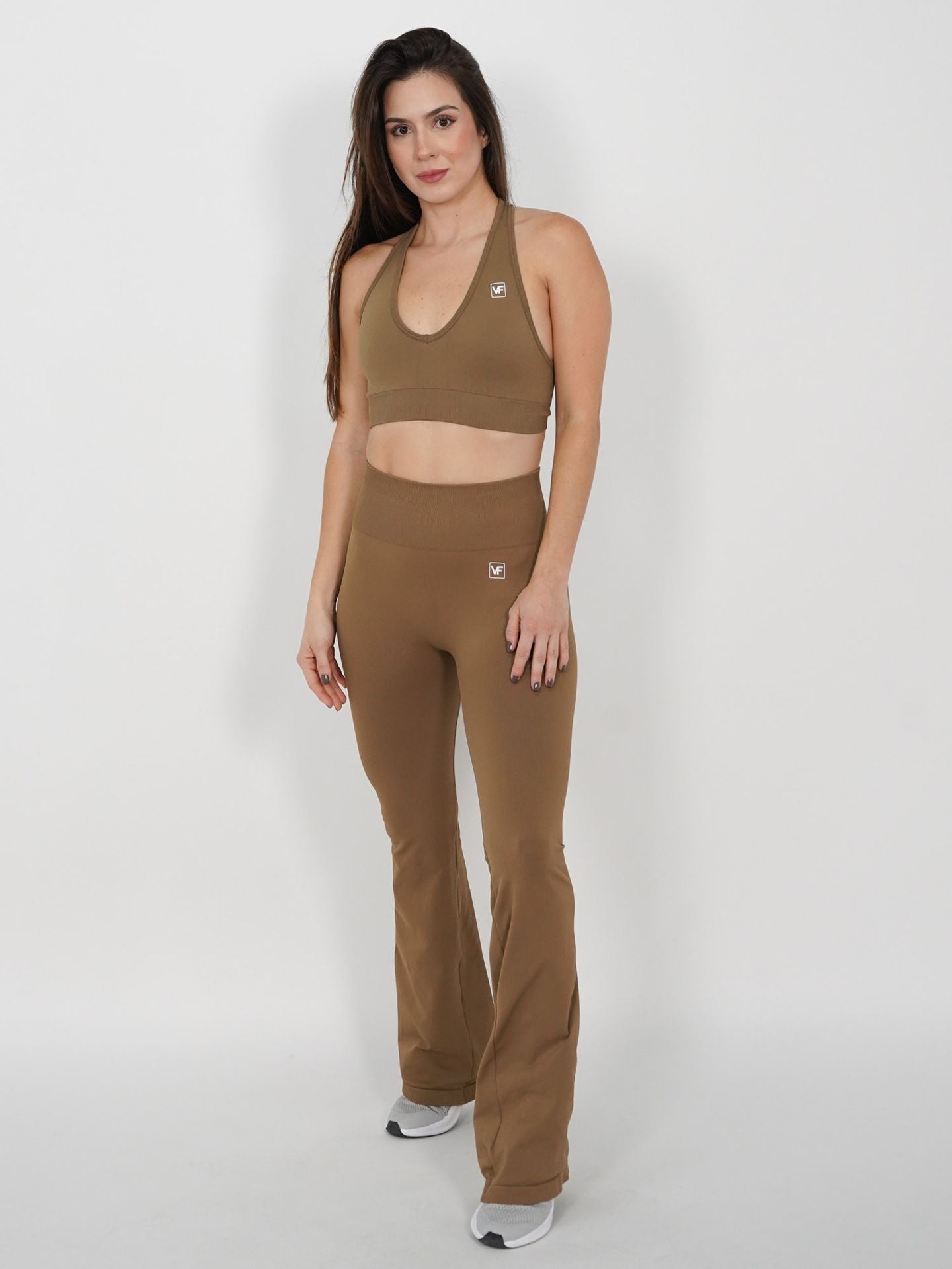 Legging Flare Seamless Sculpt: Bota Campana Push Up - Caqui