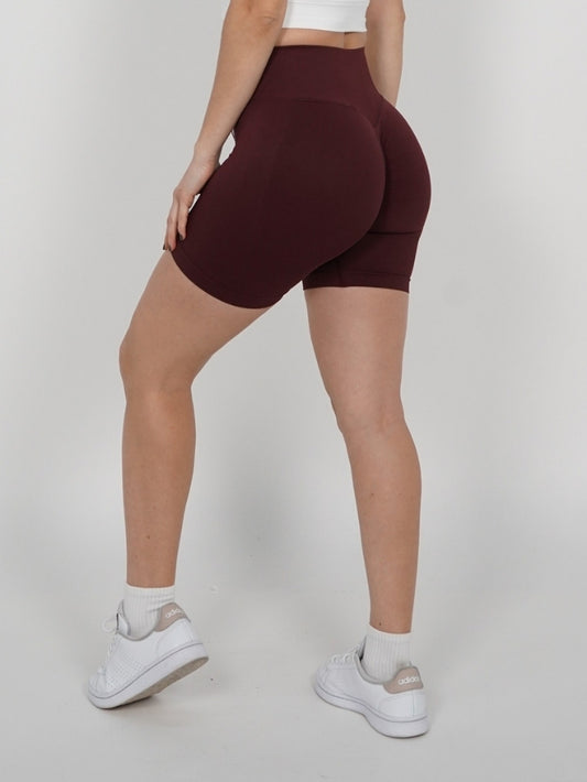 Mallas Cortas Push Up Seamless en Vino Ruka