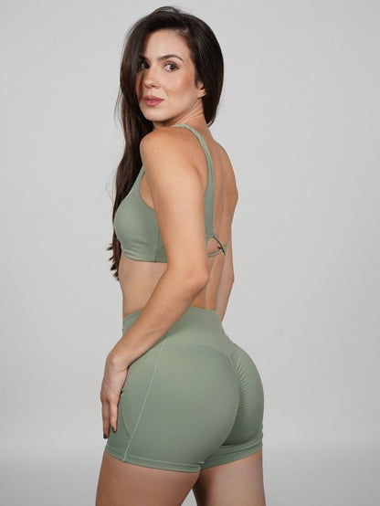 Mallas Cortas Push Up en Verde Andre - VIBRAFIT