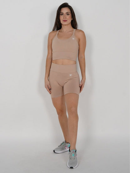 Mallas Cortas Push Up Seamless en Beige Xime - VIBRAFIT