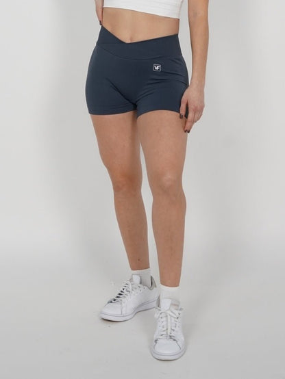Mallas Cortas Push Up Seamless en V Frontal Gris Azul Klara - VIBRAFIT