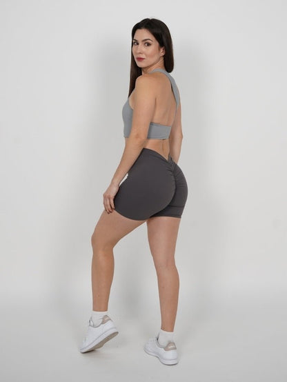 Mallas Cortas Push Up V en Gris Katy - VIBRAFIT
