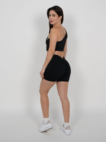 Mallas Cortas Push Up V en Negro Katy - VIBRAFIT