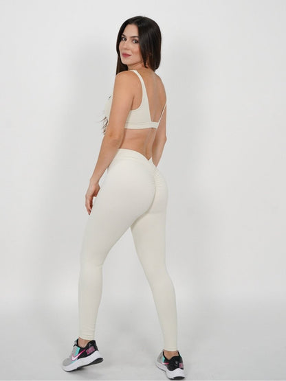 Mallas deportivas Push Up en V Blanco Fiore - VIBRAFIT